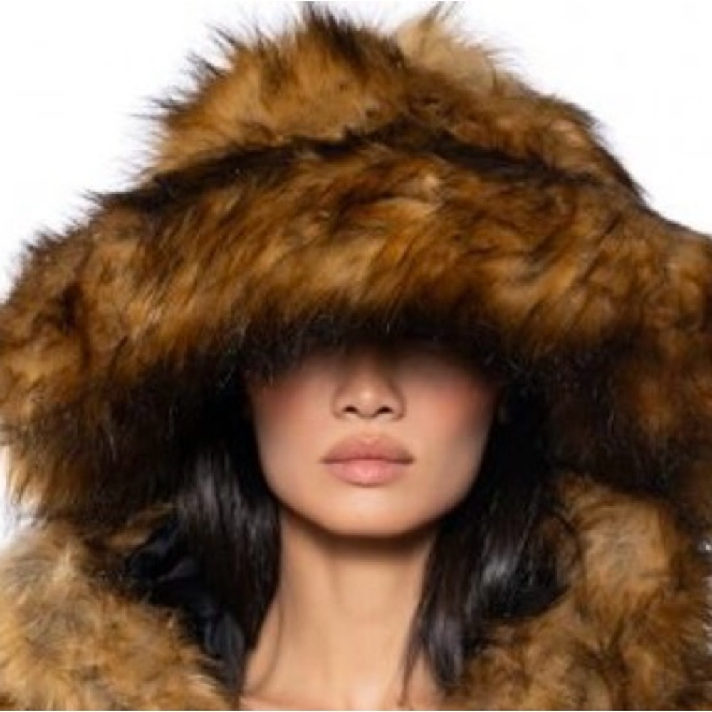 OVERSIZED BROWN FAUX FUR BUCKET HAT
